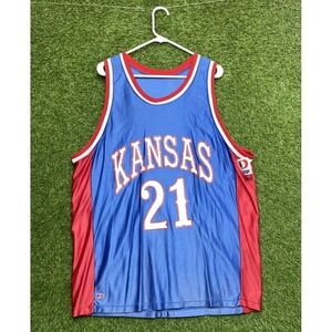 Vintage Dodger Kansas Jayhawks Basketball Jersey Mens XL #21 Joel Embiid Blue